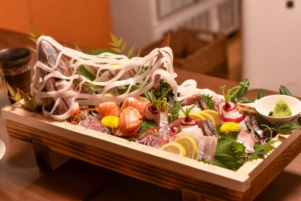 traditional japanese sushi and sashimi