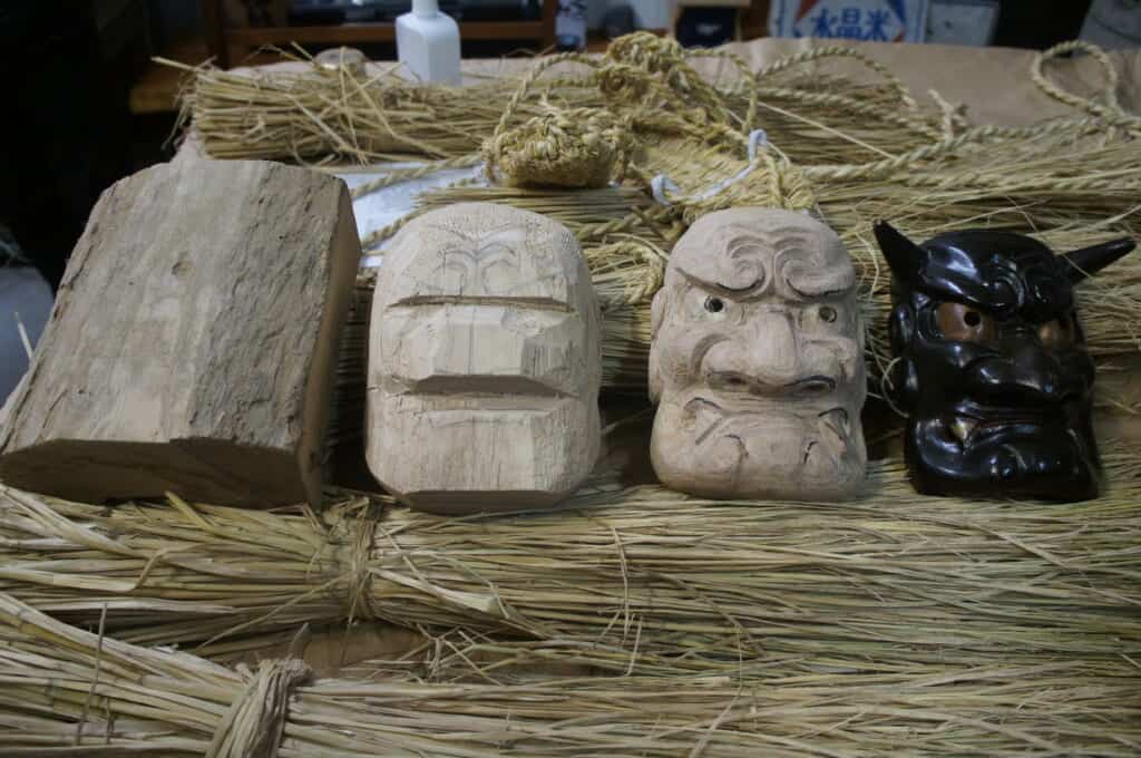 Sado Island traditional JApanese demon mask carving and painting