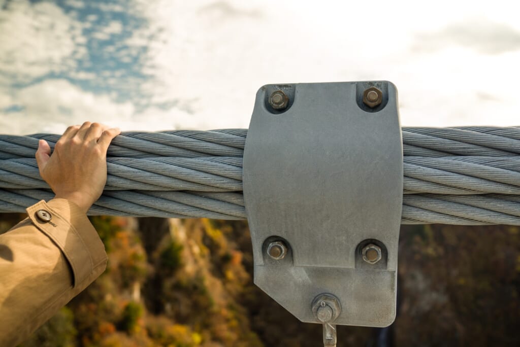 a cable of the Kokonoe Yume suspension bridge