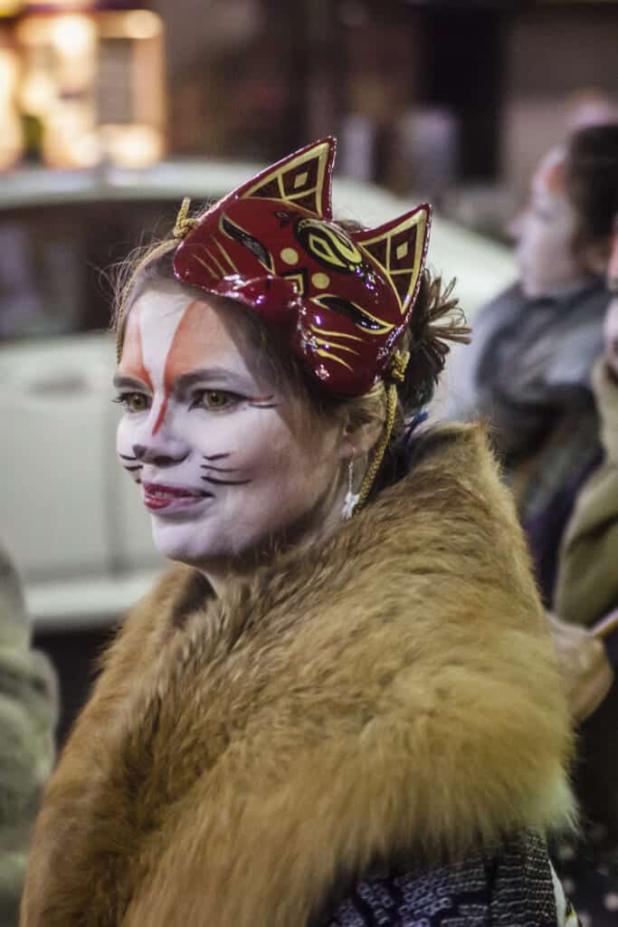 participant with fox mask