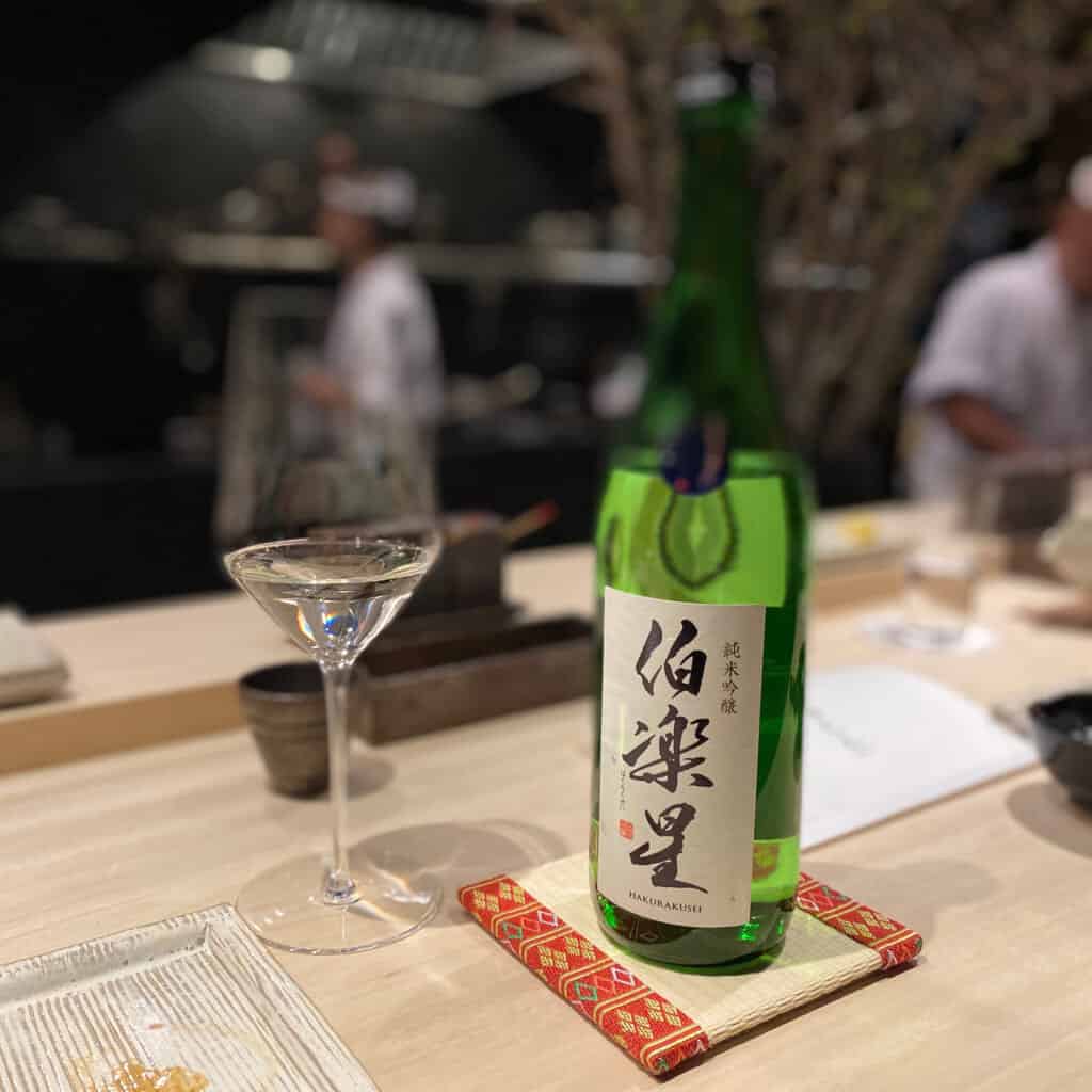 Japanese tatami coasters with sake