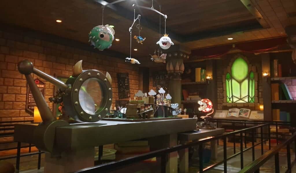 Waiting area of the Mario Kart attraction