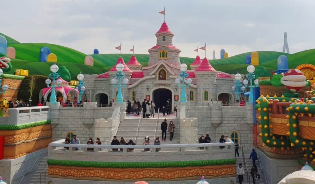 Princess Peach's castle inside the Super Nintendo World