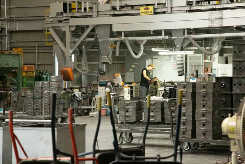 Japanese craftsman working in a foundry