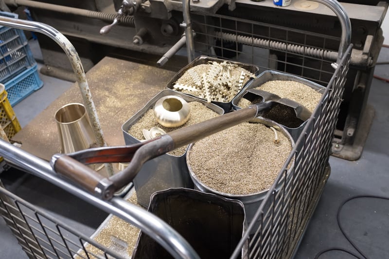 brass to be melted in a japanese traditional foundry