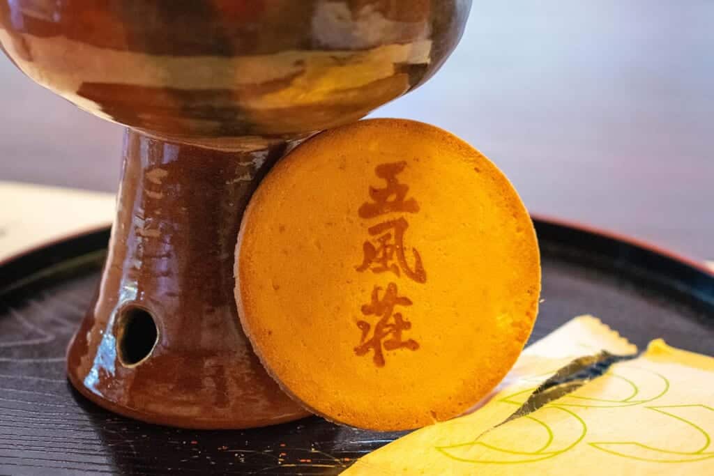Japanese biscuit with matcha tea