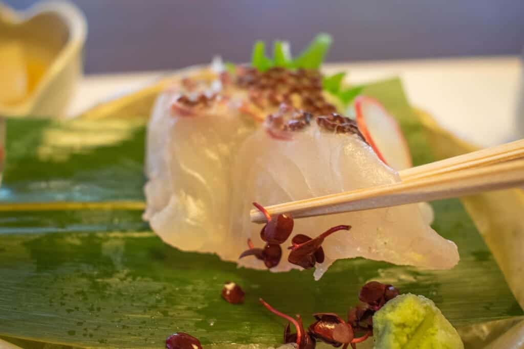 Sashimi in a Japanese restaurant