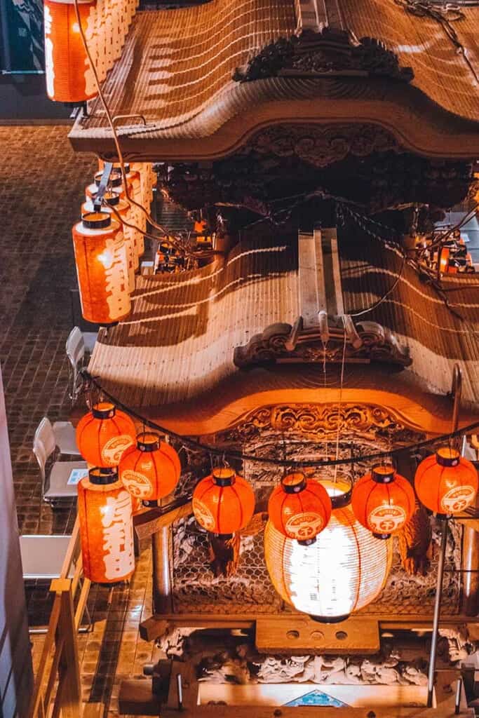 Danjiri festival cart with Japanese lanterns