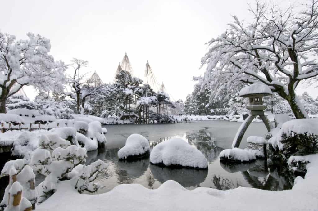 two legged lantern in snow