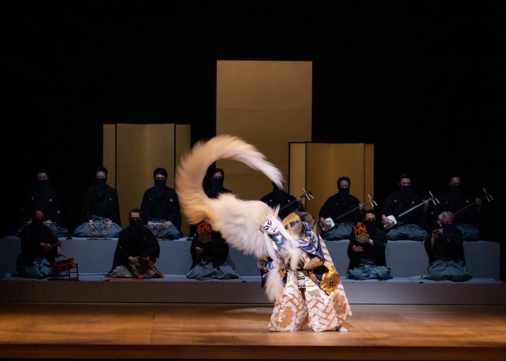 Kabuki lion spirit character dancing on stage