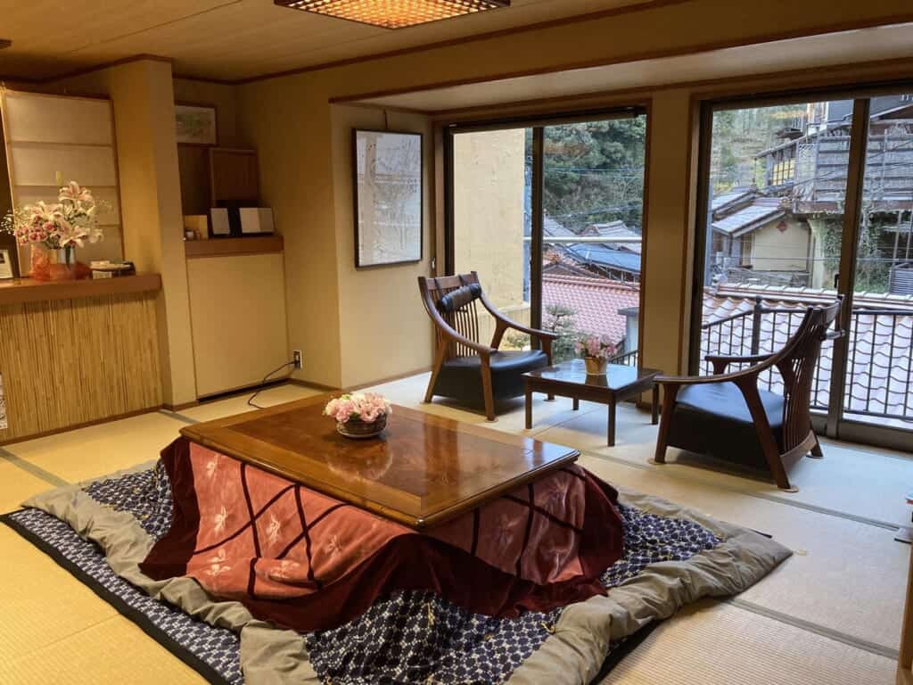 traditional japanese style accommodations at ryokan inn in shimane, japan