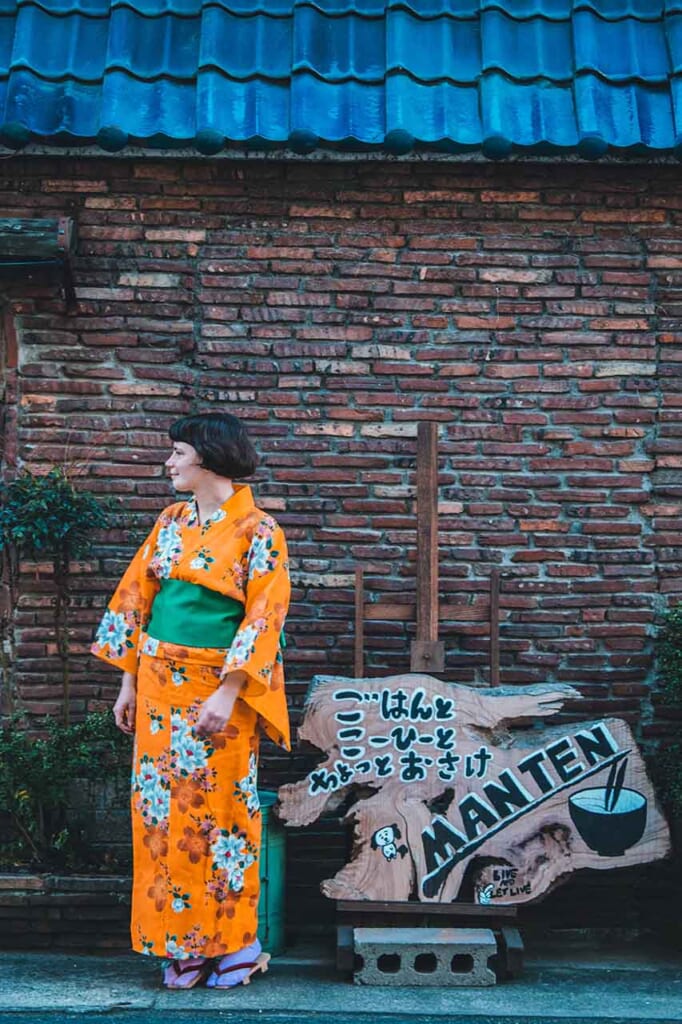 Wearing kimono while walking around the town