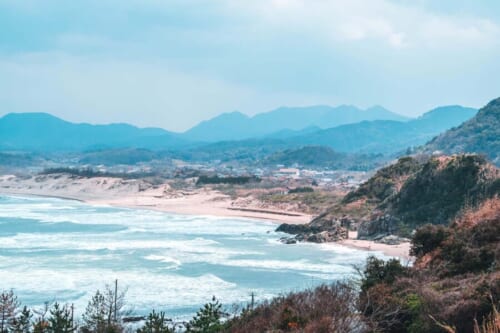 The rugged coastline of Iwami