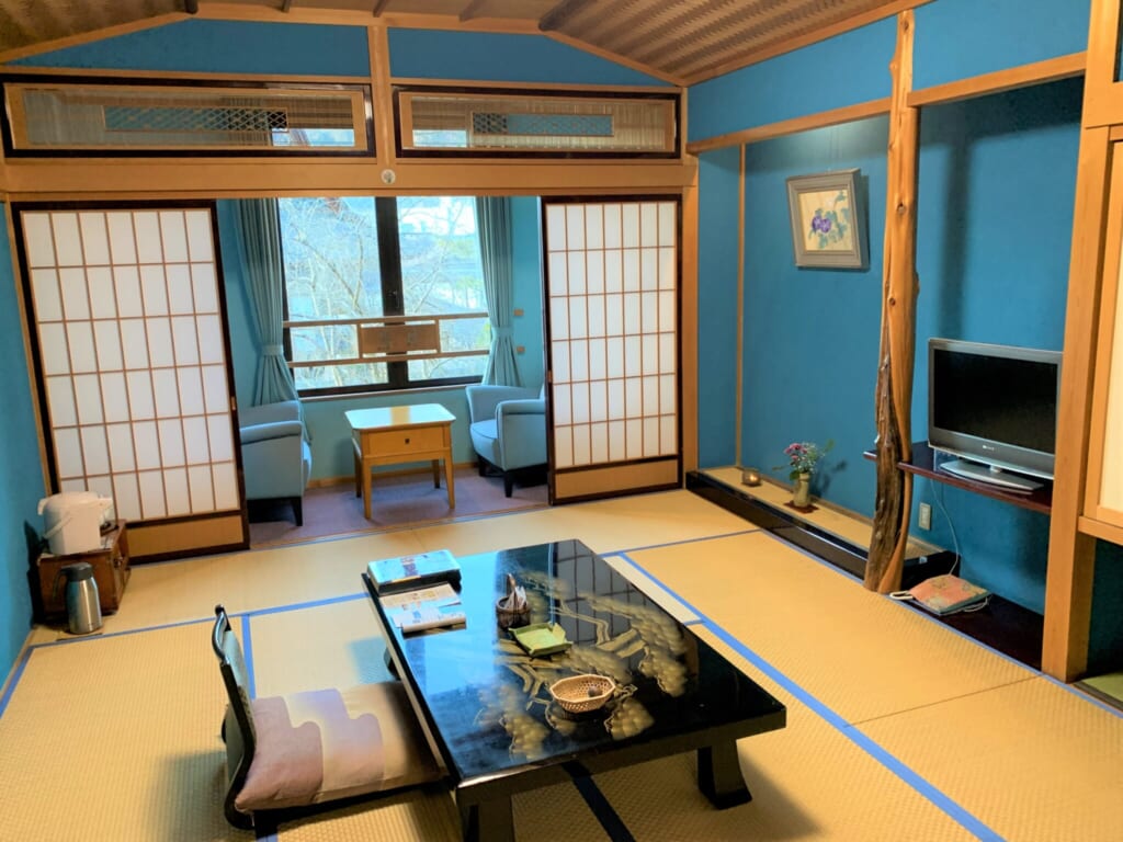 tatami room in traditional Japanese ryokan inn