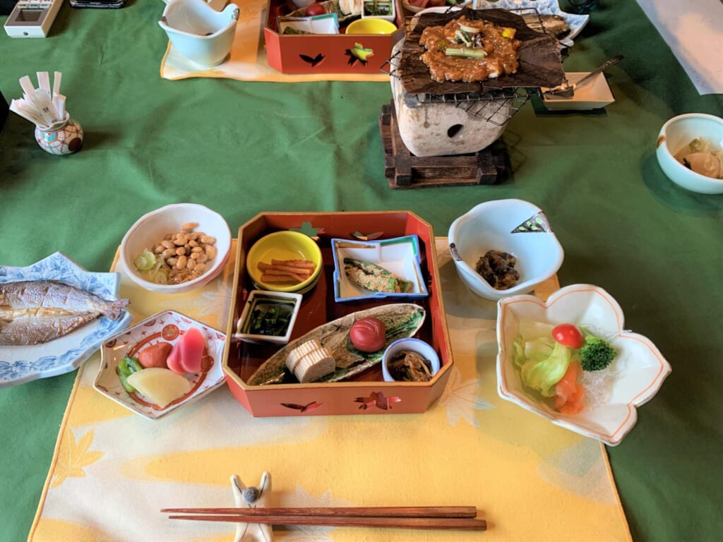 small traditional dishes of a Japanese breakfast