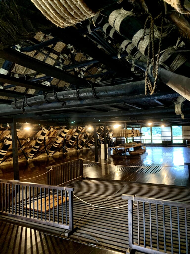 attic of a JApanese thatched roof gassho-style house in Gifu, Japan