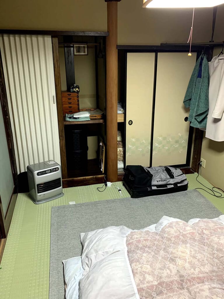 futon laid out in Japanese-style room