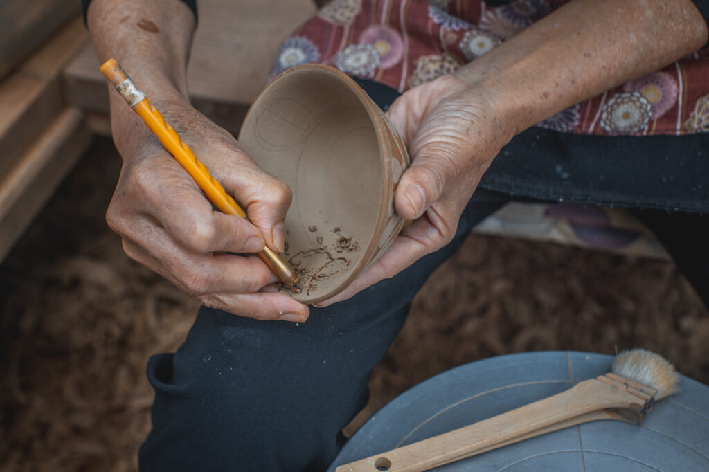 detail of carving technique in Okinawa, Japan
