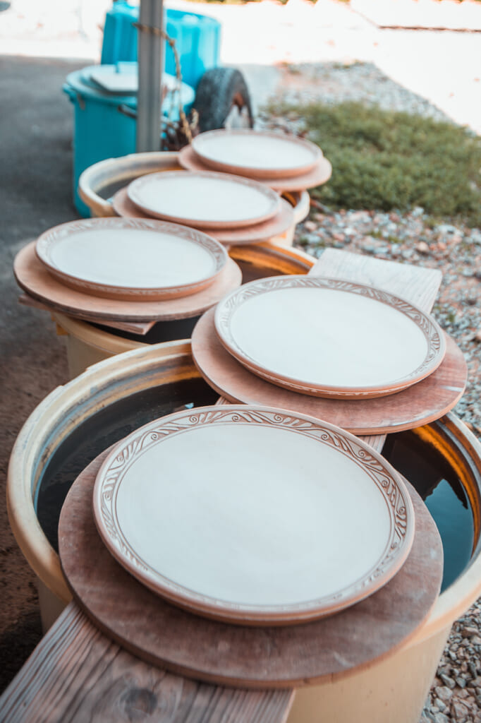 five ceramic plates in Japan