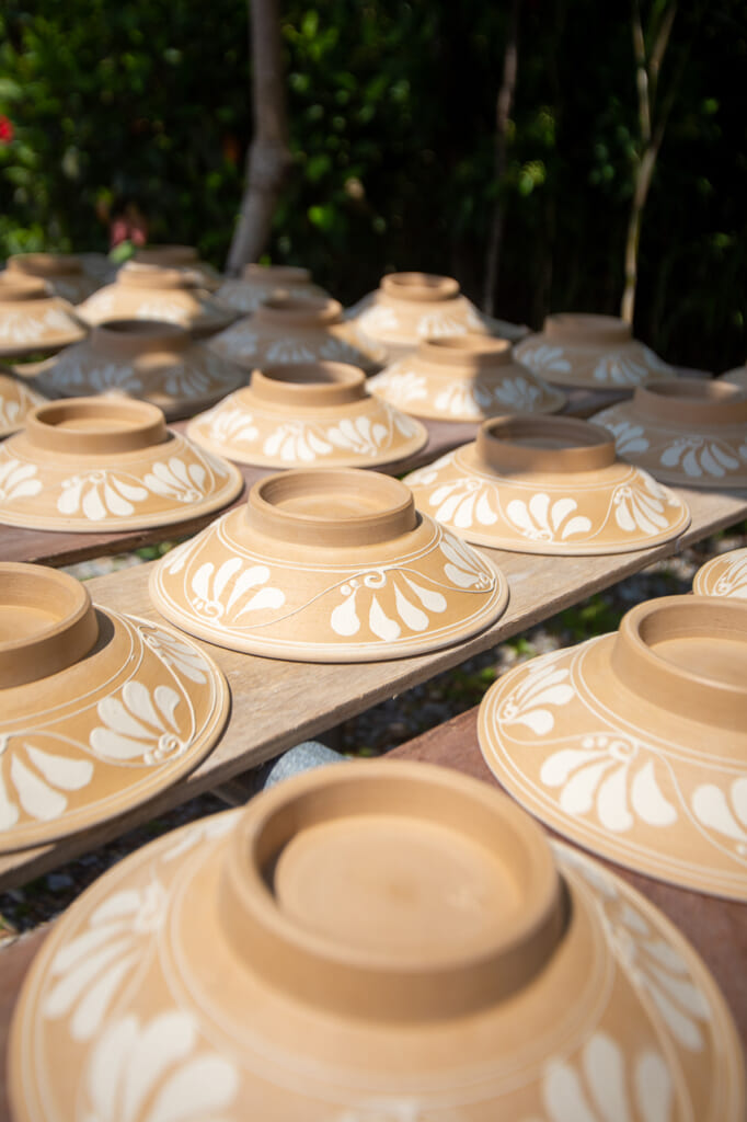 some plates drying under the sun in Japan