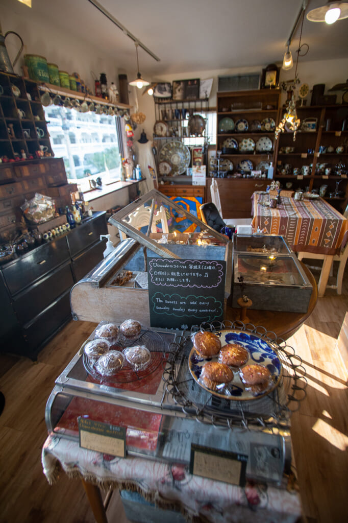 Japanese handmade cakes in a shop in okinawa
