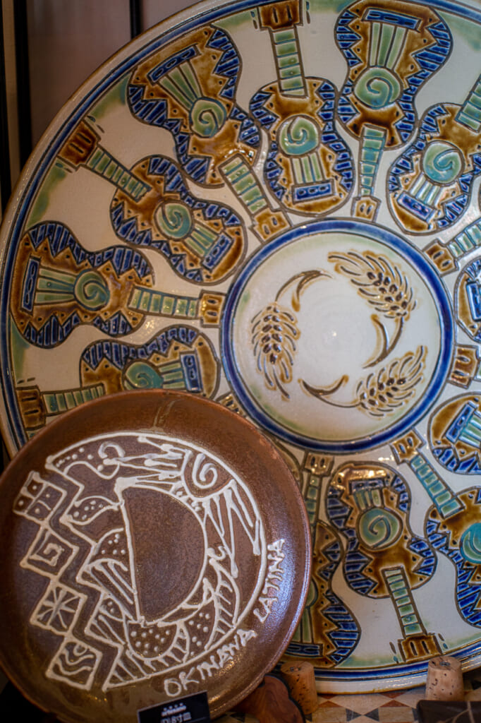 two big Japanese ceramic plates in okinawa