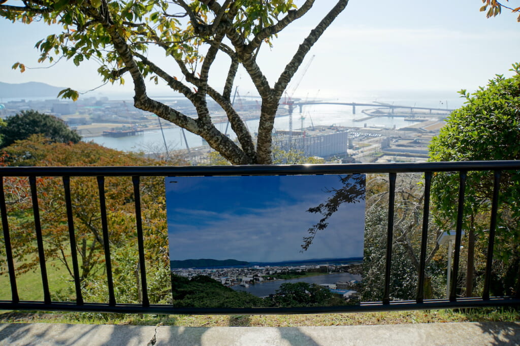  photo before the 2011 tohoku earthquake and tsunami mounted in front of depicted location