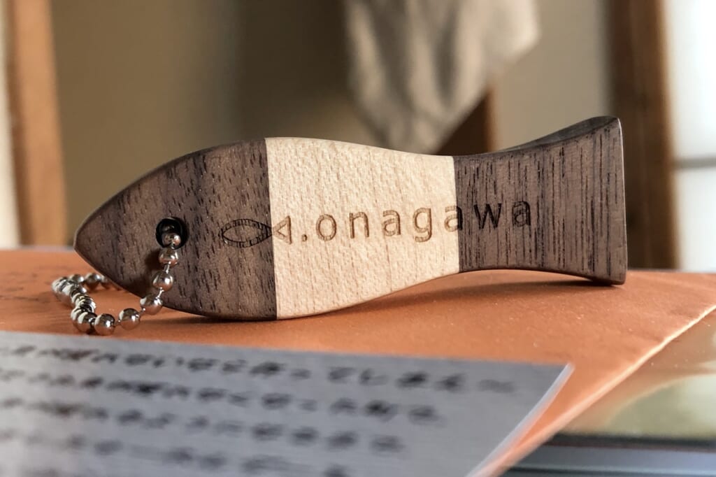wood fish keychain in Japan