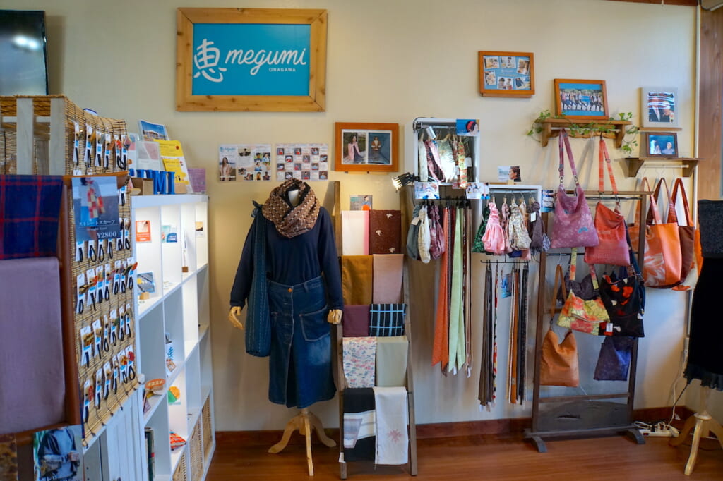 Japanese handcrafted accessories on display in shop