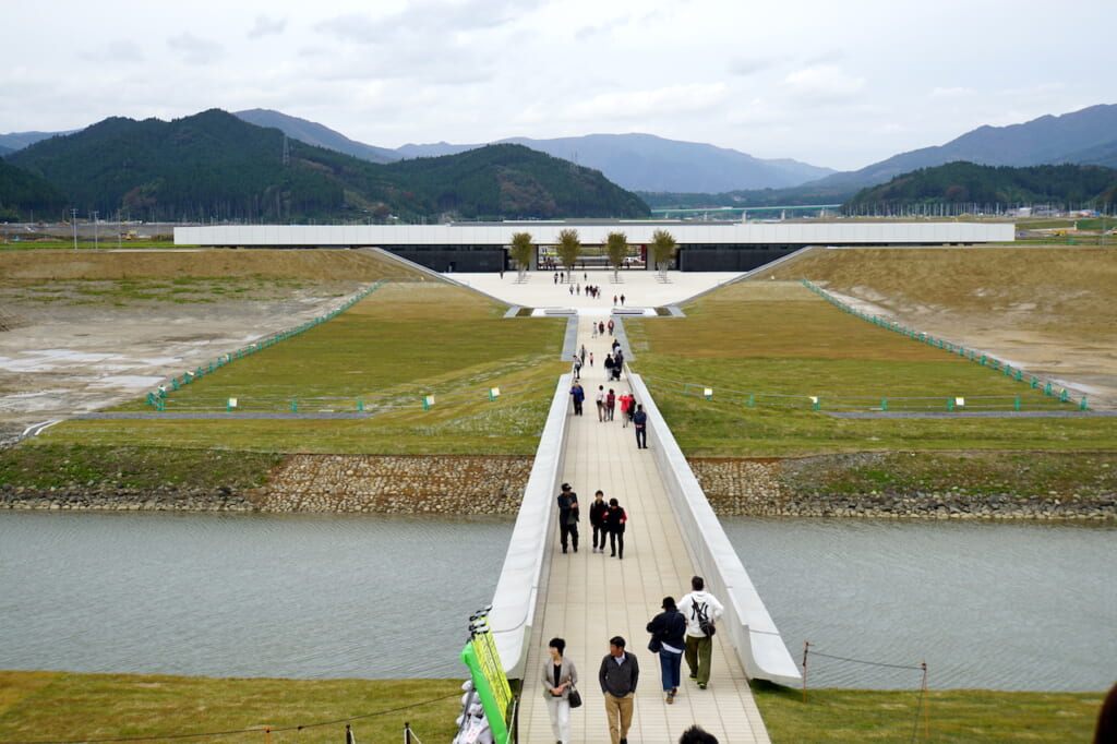 long footbridge leading to Japanese museum