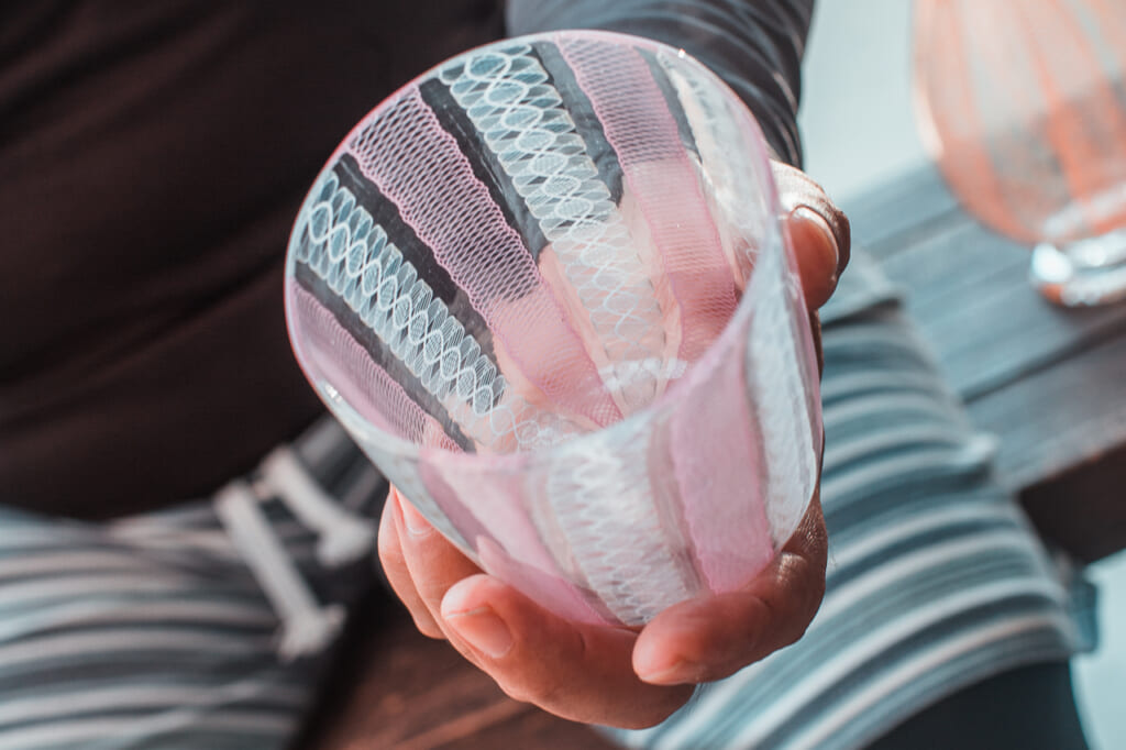 pink glass ware in okinawa, Japan