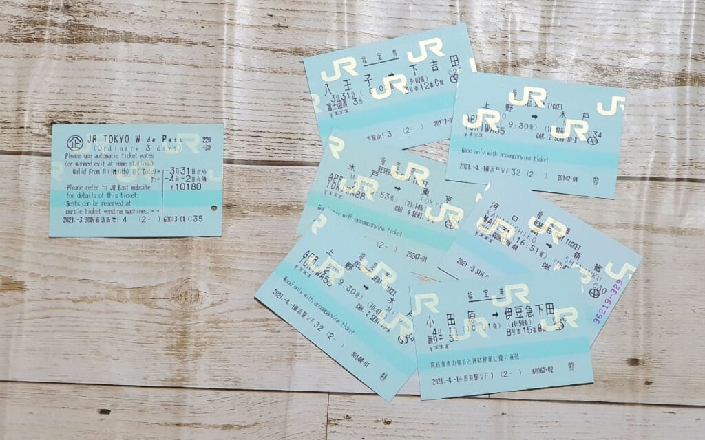 tickets for the JR Tokyo Wide Pass