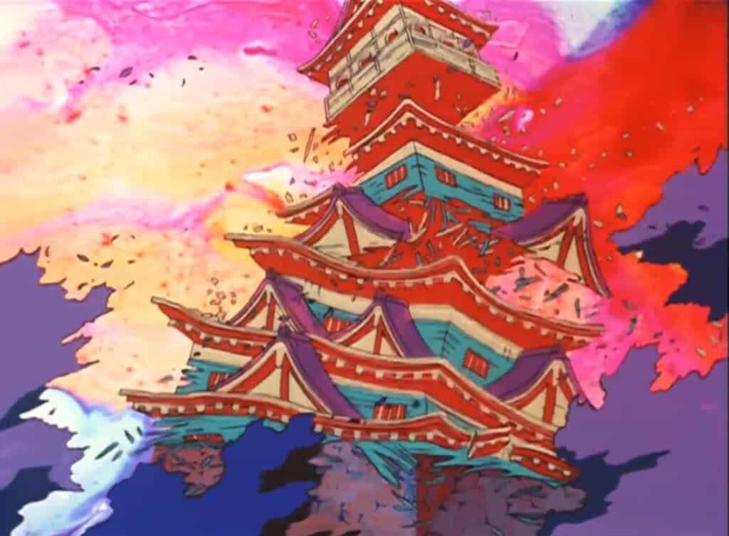 scene of Hiroshima Castle destroyed in Barefoot Gen