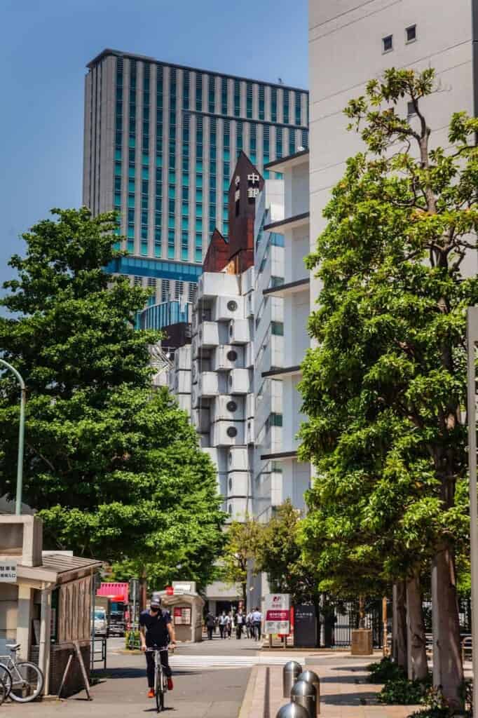 view of Nakagin Capsule Tower today