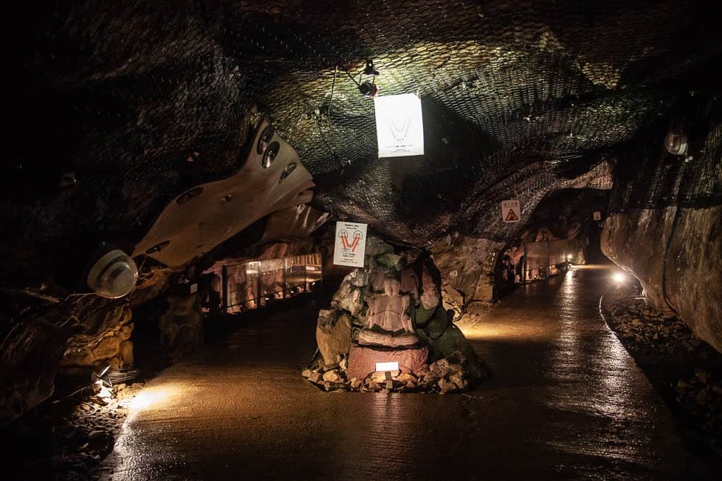 dimly lit cave tunnels in Japan