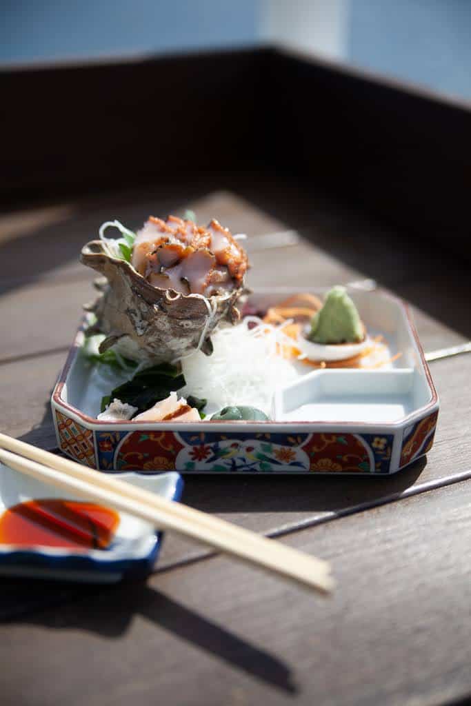 turban shell sashimi in Japan