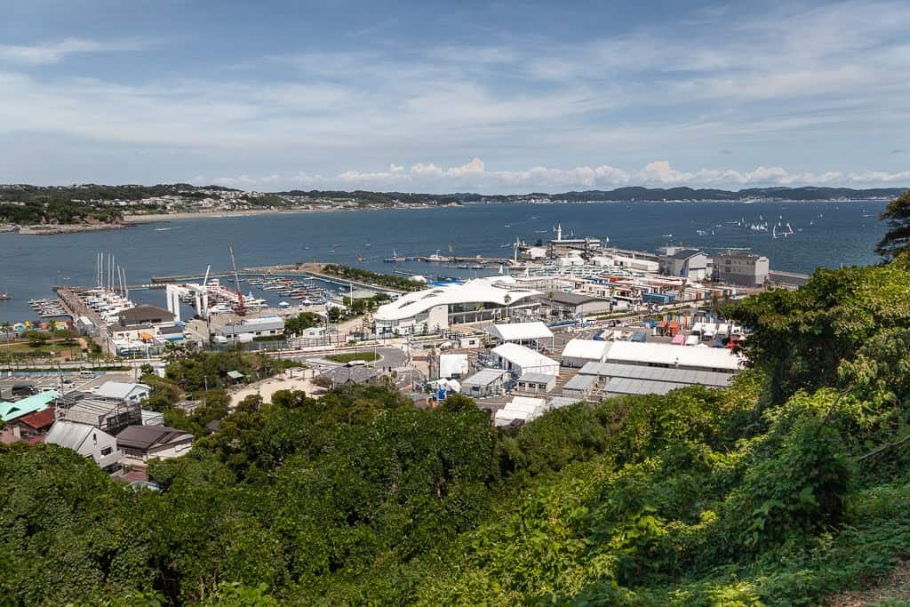 view of sporting harbor from hill in Japan