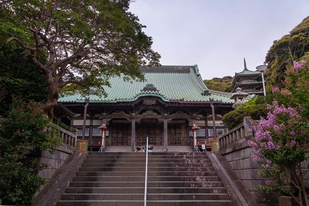 steps leading up to large Japanese shrine