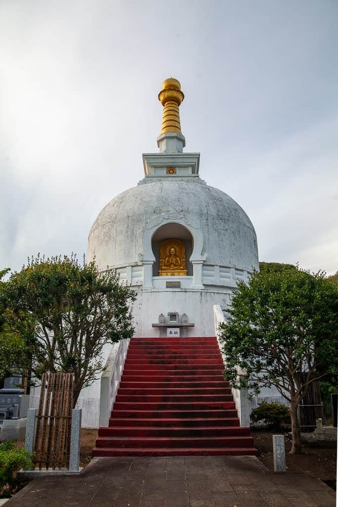large white stupa structure in Japan