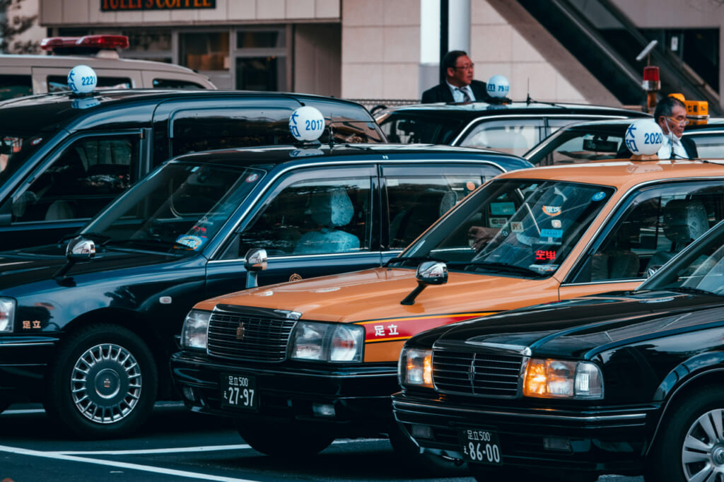 Some taxis in Japan