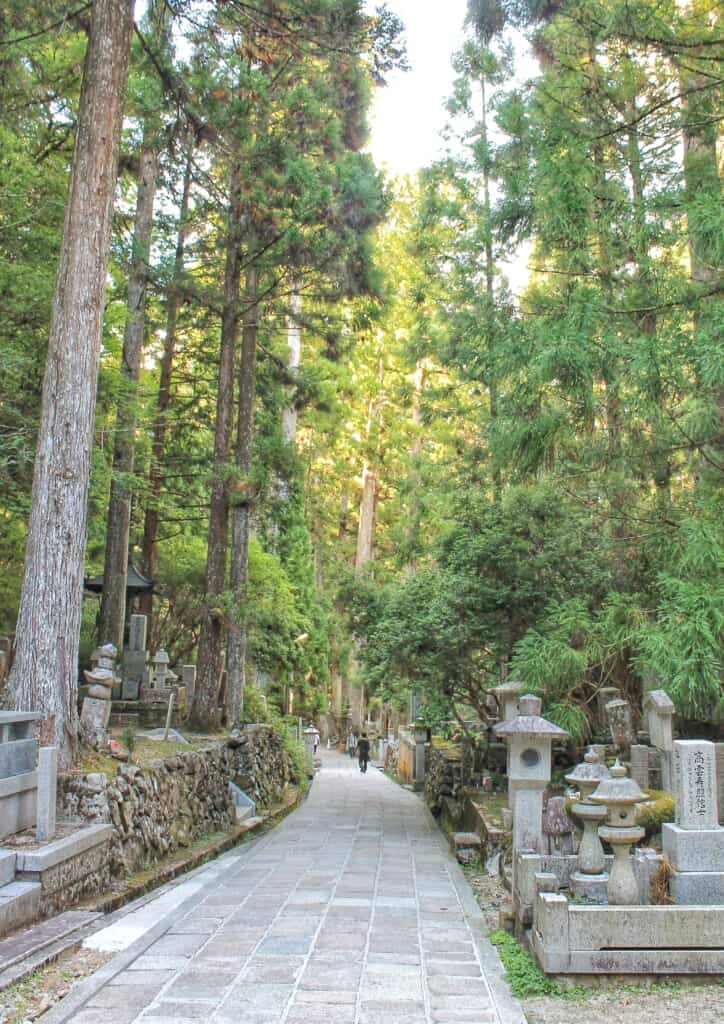 Paved path across the Okunoin cemetery on Mt. Koya