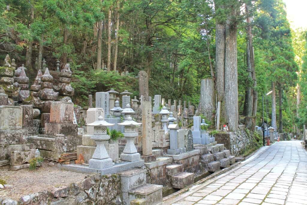 Japanese cemetery and foot path in Japan