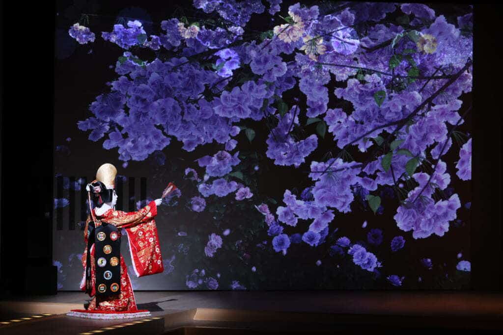 National Theatre in Japan, a show of kabuki, Moon, Snow and Flowers