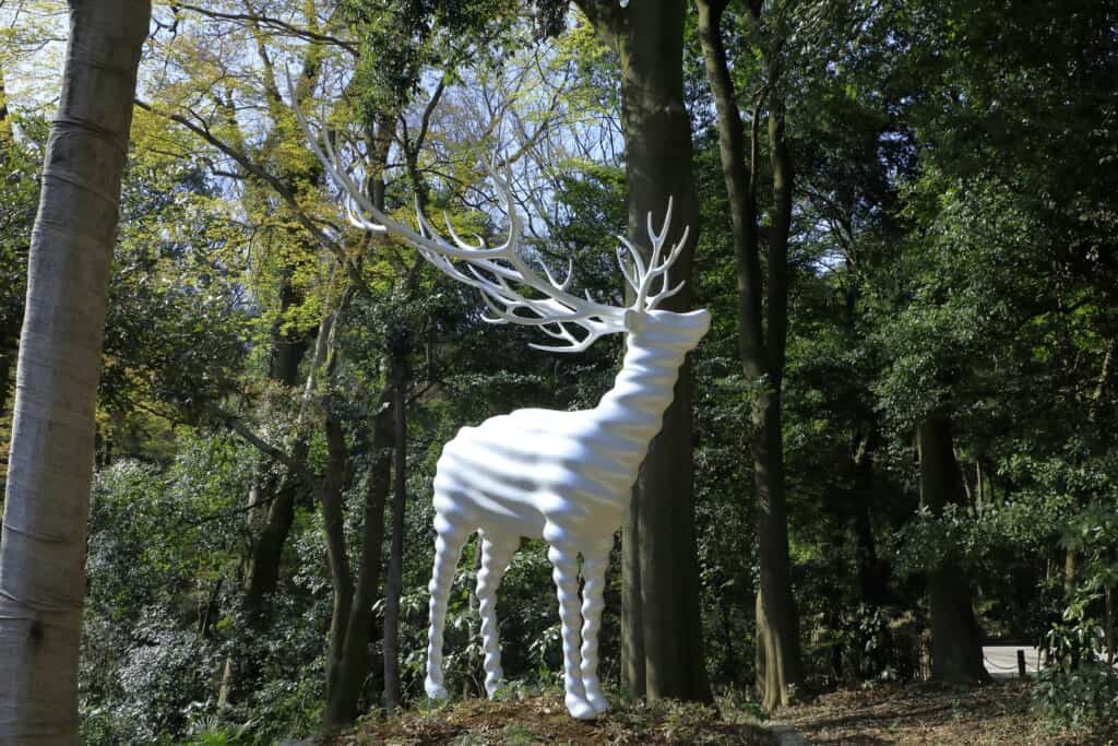 white deer at the Meiji Jingu statue