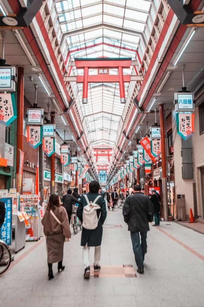 Torii ornaments in Tenjinbashisuji shopping street in osaka