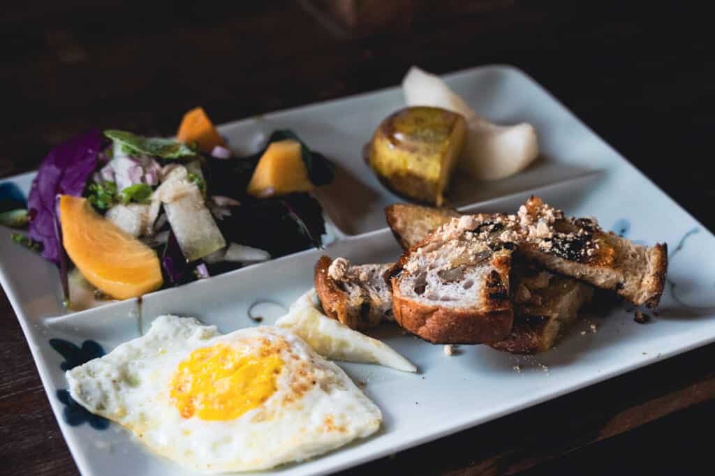 Japanese breakfast on kawaga, shikoku, japan