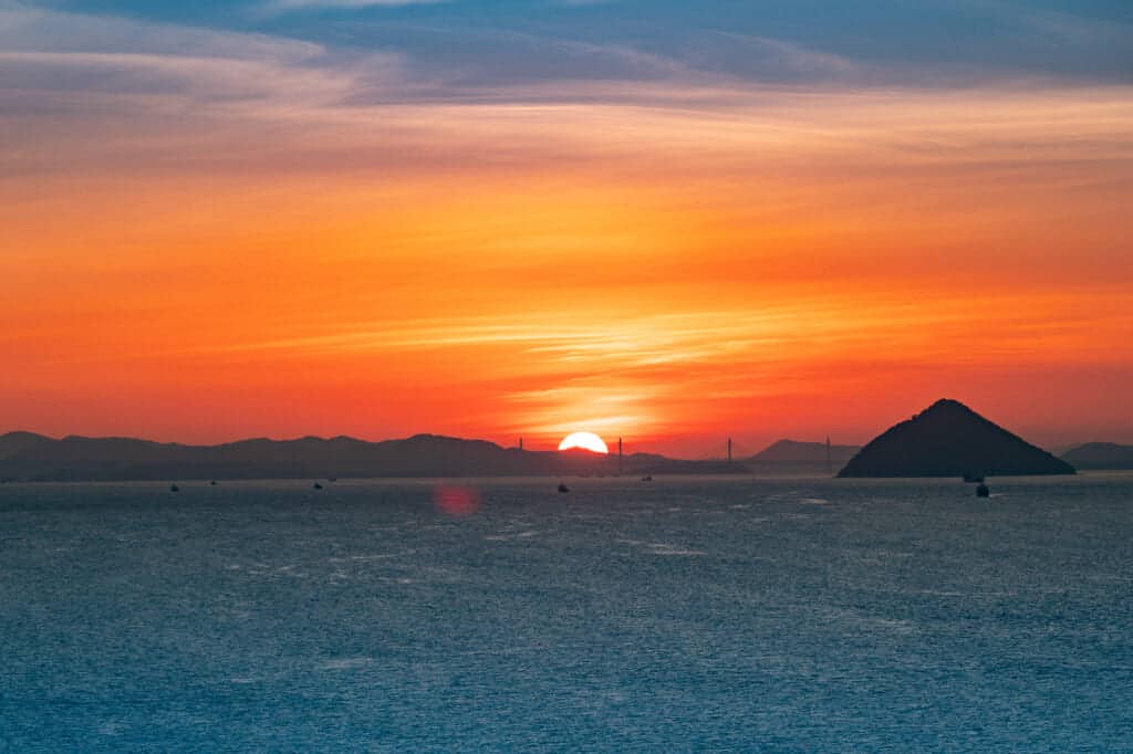 sunset in Ogijima Village, Shikoku