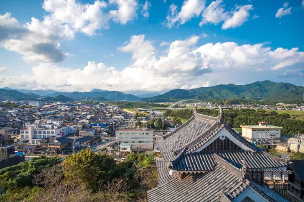 panorama views from Japanese castle near kyoto