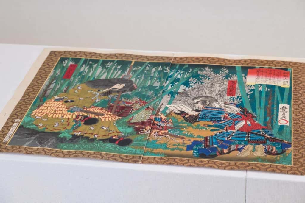 Japanese woodblock print in castle near kyoto