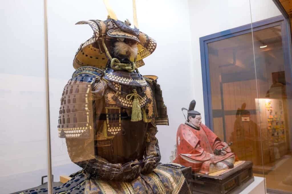 samurai helmet display in Japanese castle